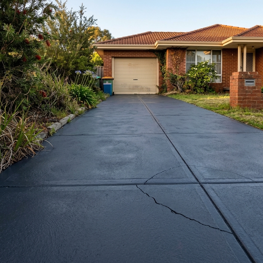 Driveway restoration completed — clean and sealed concrete